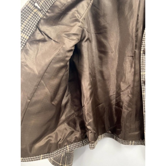 Pendleton Women's 100% Wool Cropped Blazer Herringbone Check Brown Size 14 EUC - Picture 7 of 9
